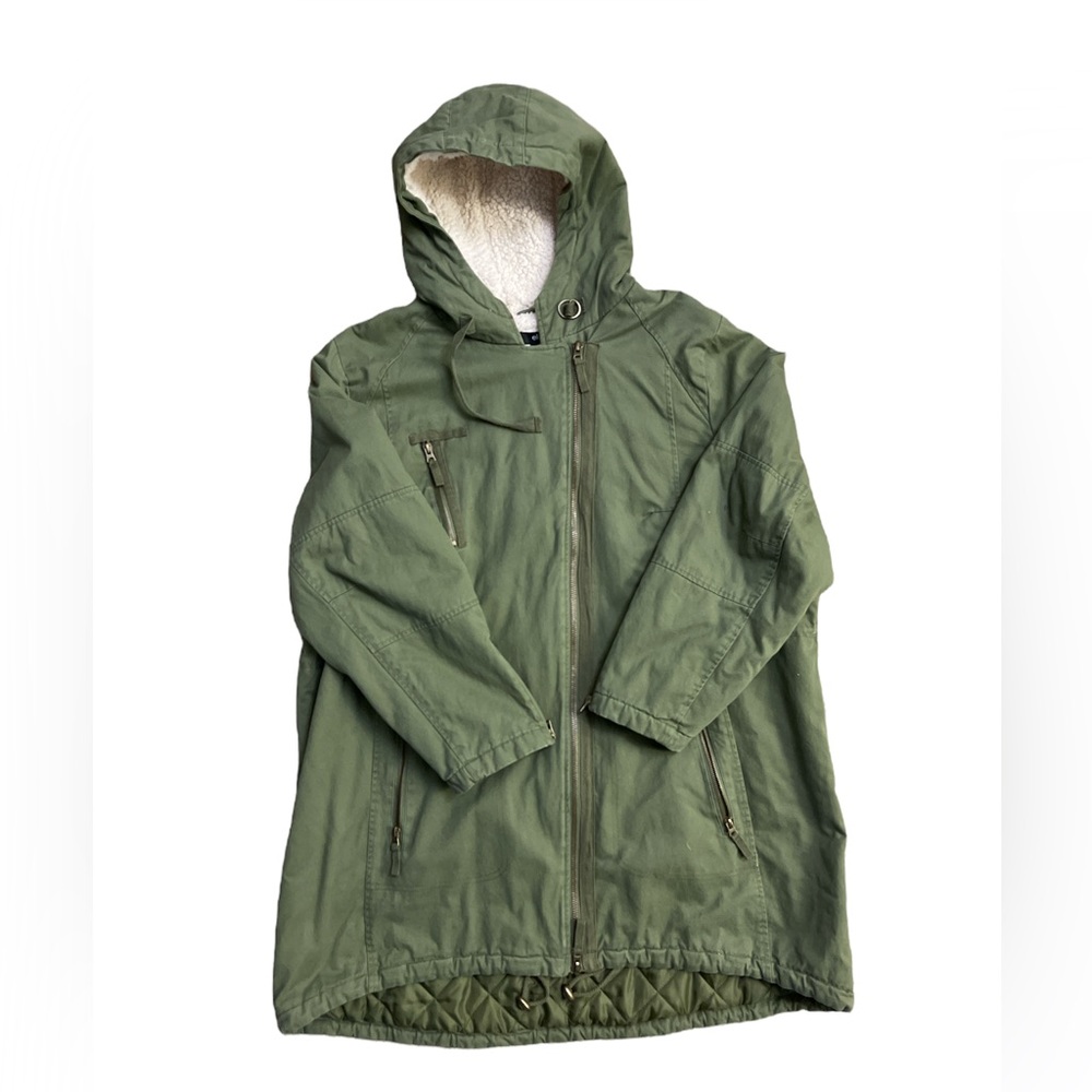 Ellos Womens Sherpa-Lined Olive Jacket